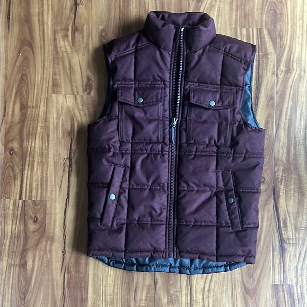 Burgundy Quilted Puffer Vest